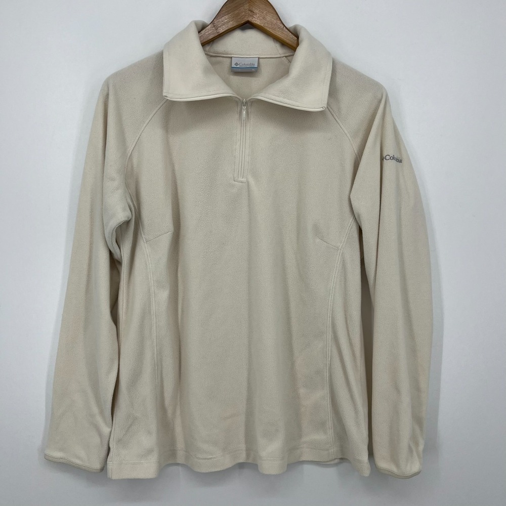 Columbia Sweatshirt Women's Size XL White Fleece 1/4 Zip Logo